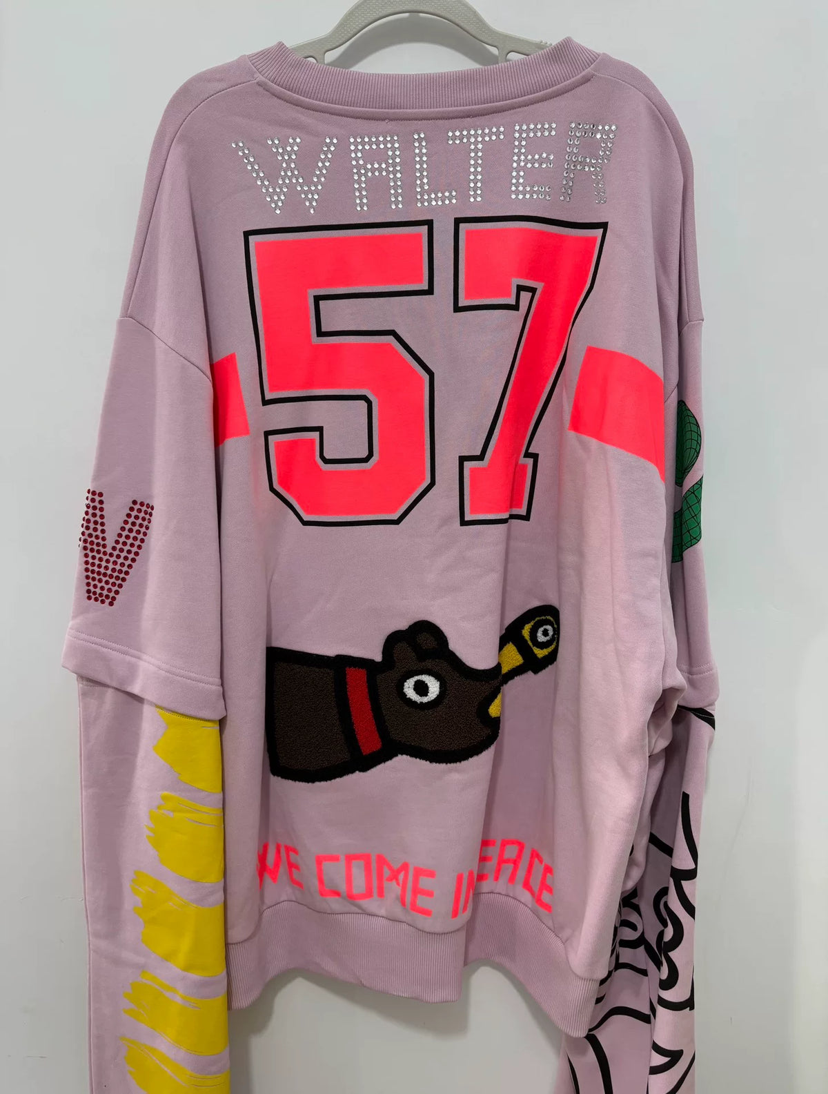 Walter Van Beirendonck deconstructed patchwork sweatshirt, Walter runway piece, 2023FW