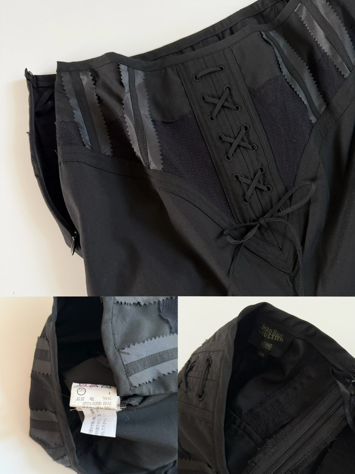 Jean Paul Gaultier Midi vintage tie-back fishtail skirt