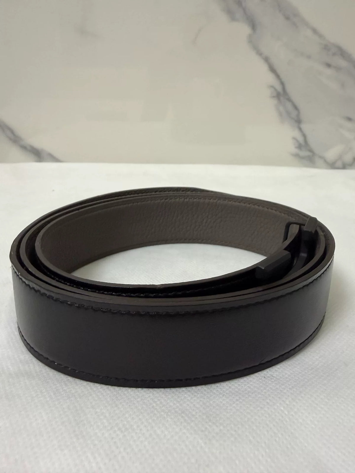 Hermes Black H-Buckle Leather Belt