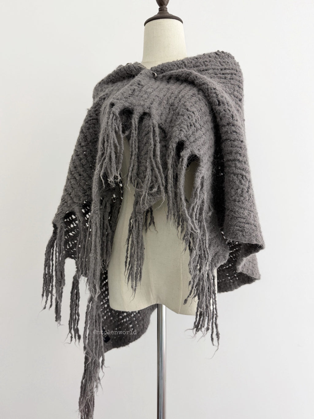Yohji Yamamoto Y's Boucle Wool Fringe Shawl - Devines