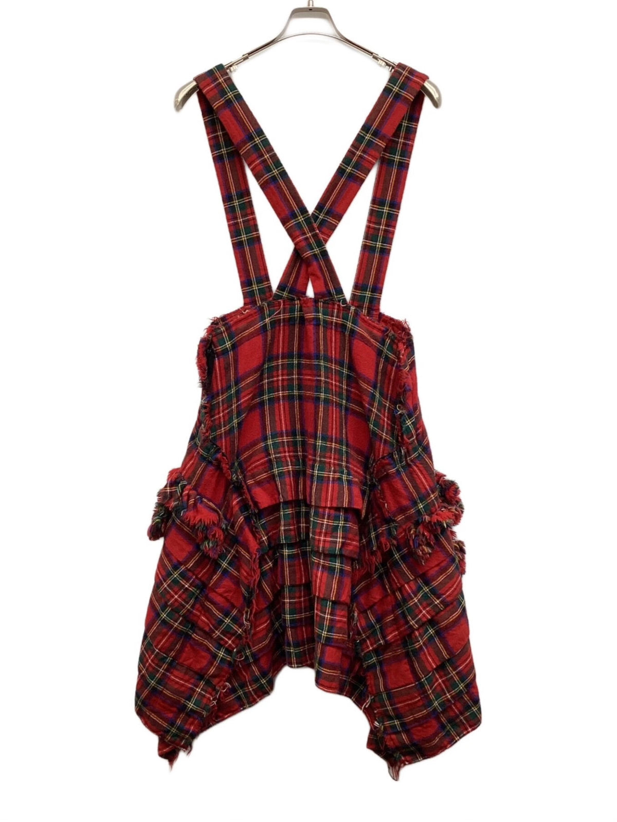 BLACK Comme des Garcons Red Plaid Wool Pinafore Skirt