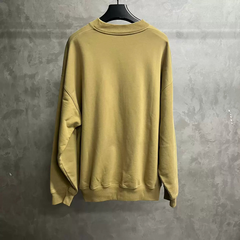 Balenciaga Khaki Embroidered Crew Neck Sweater