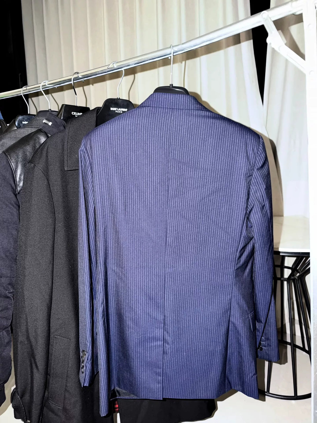 Saint Laurent Paris FW13 Navy Blue Pinstripe Wool Blazer