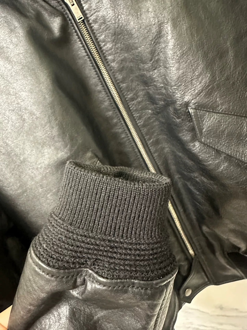 Saint Laurent Black MA-1 Leather Jacket