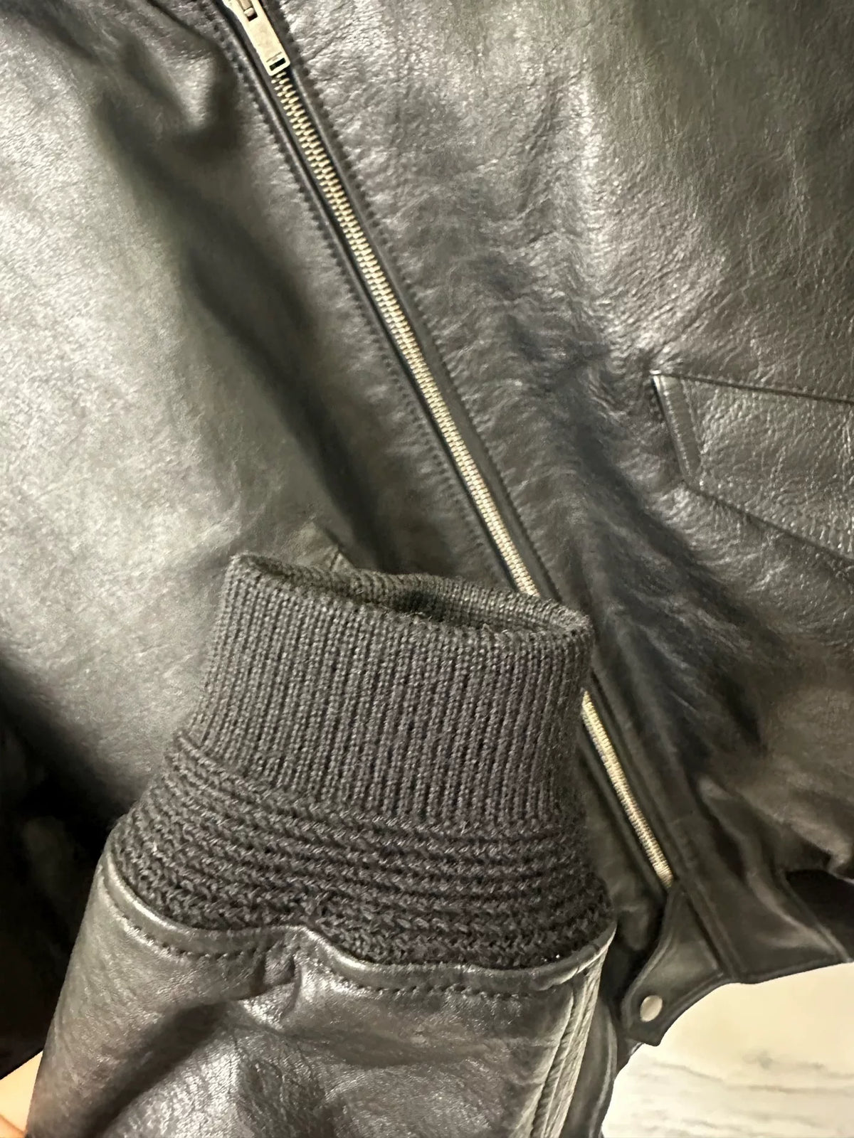 Saint Laurent Black MA-1 Leather Jacket