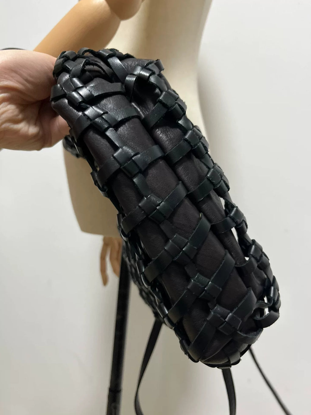 Ann Demeulemeester Woven Crossbody Black Bag
