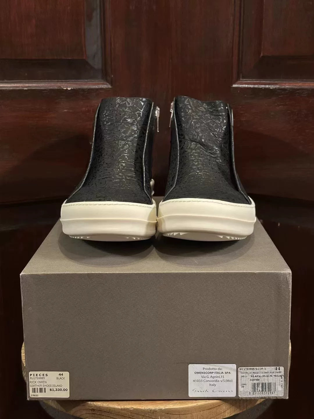 Rick Owens Patchwork Leather Island Dunk Sneakers