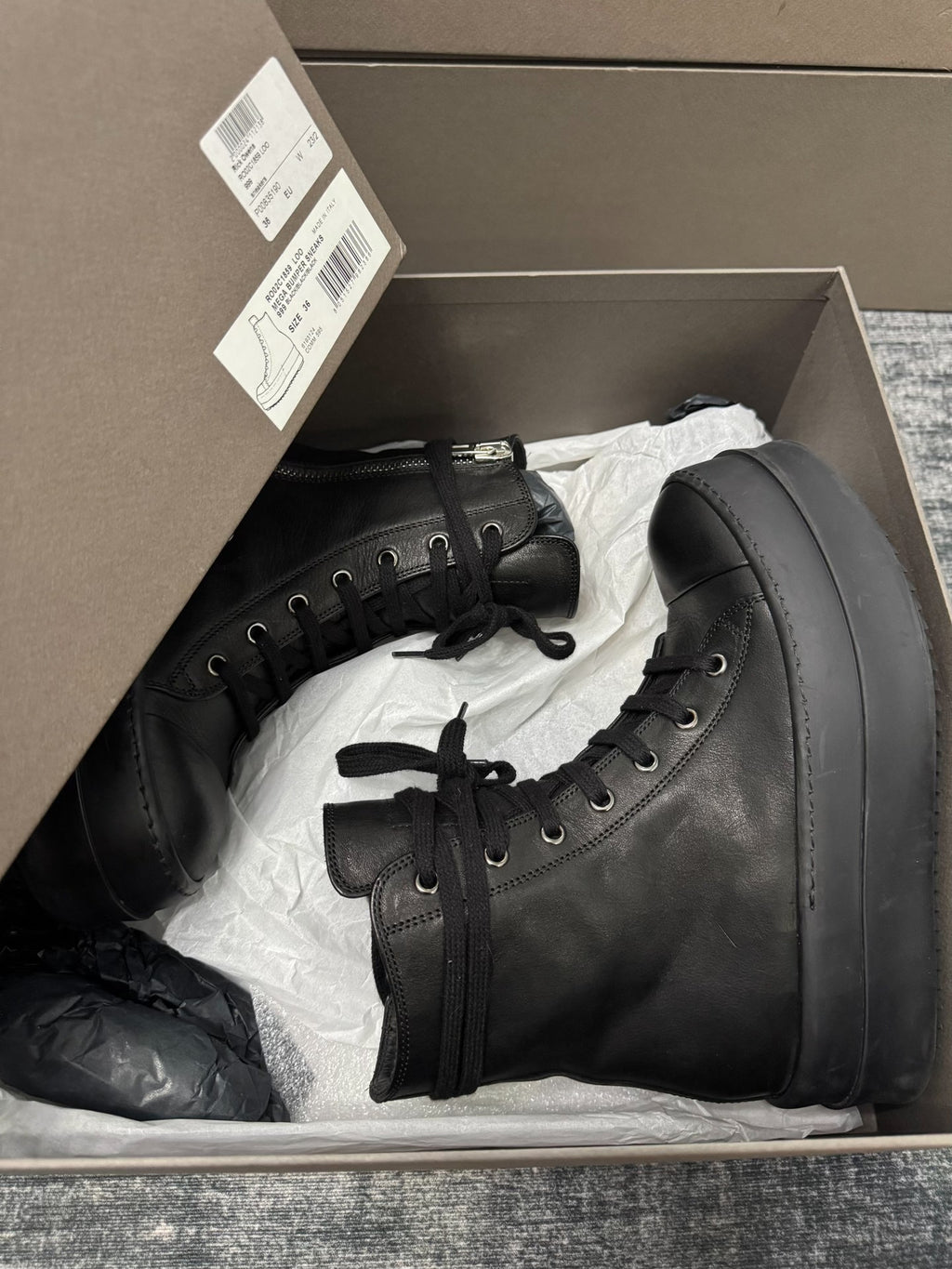 Rick Owens Black High-Top Sneakers