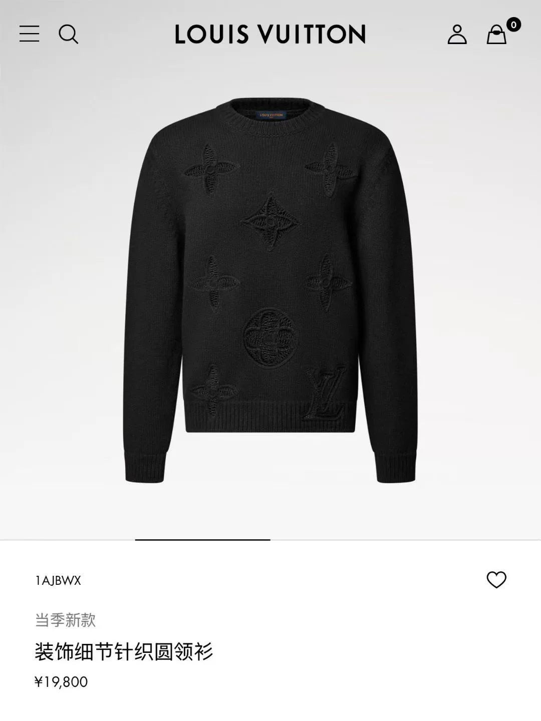Louis Vuitton SS26 Black Floral Embroidered Sweater