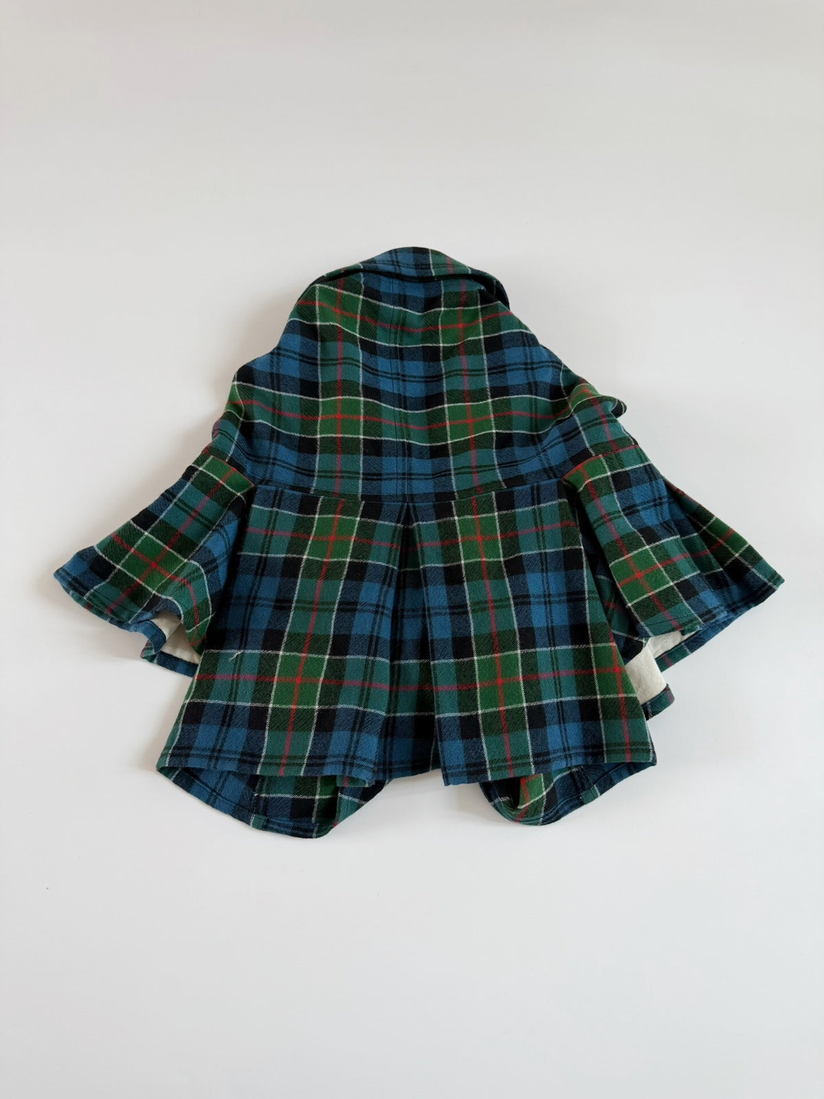 Comme Des Garcons Plaid Top Wool Cape Coat
