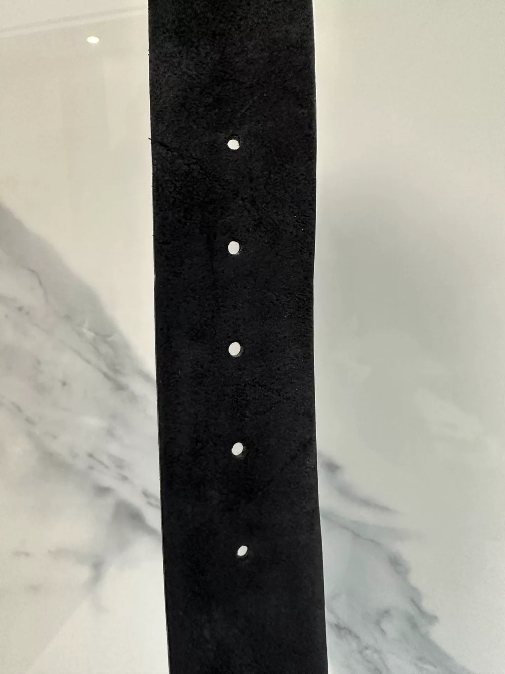 Gucci Vintage Knight Shield Embossed Black Belt