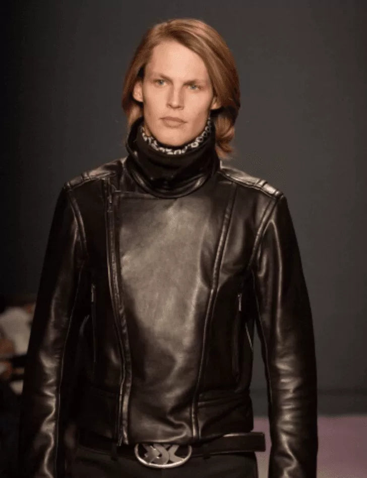 AW2003 Yves Saint Laurent Silver Buckle Leather Belt