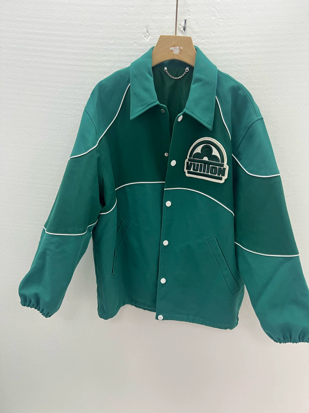 Louis Vuitton Green Three-Flower Embroidered Logo Jacket