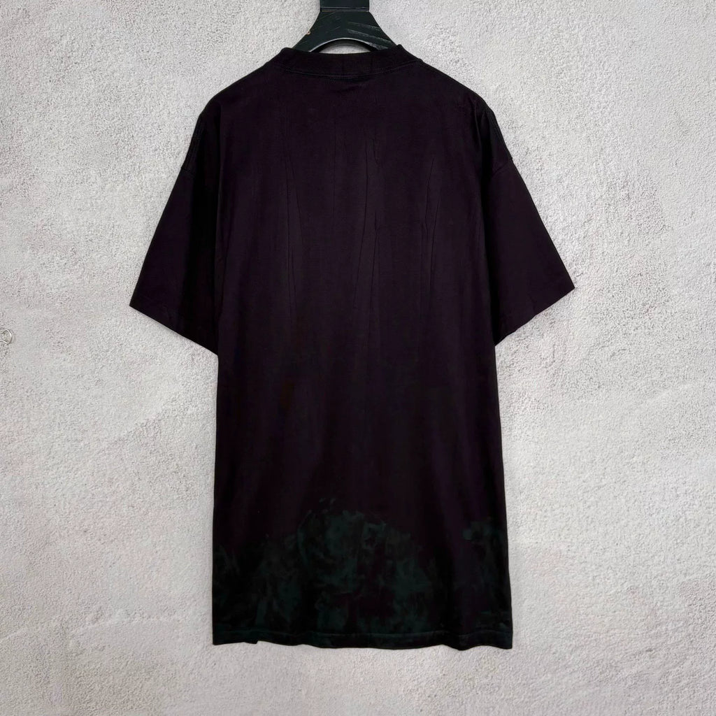 Balenciaga SS24 Black Mud‑Dyed Double B Logo Top