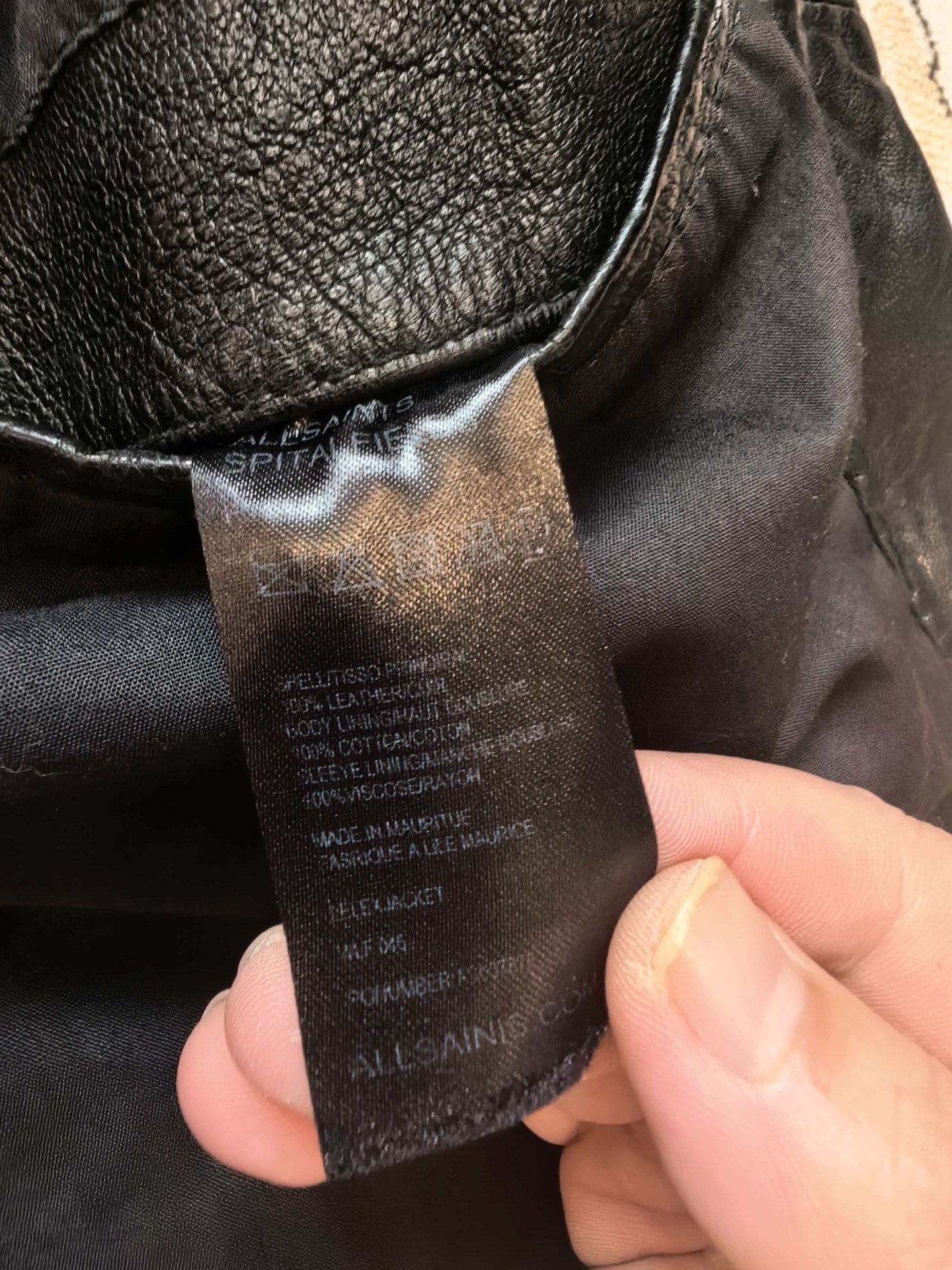 All Saints Black Sheepskin Multi Zip Leather Jacket