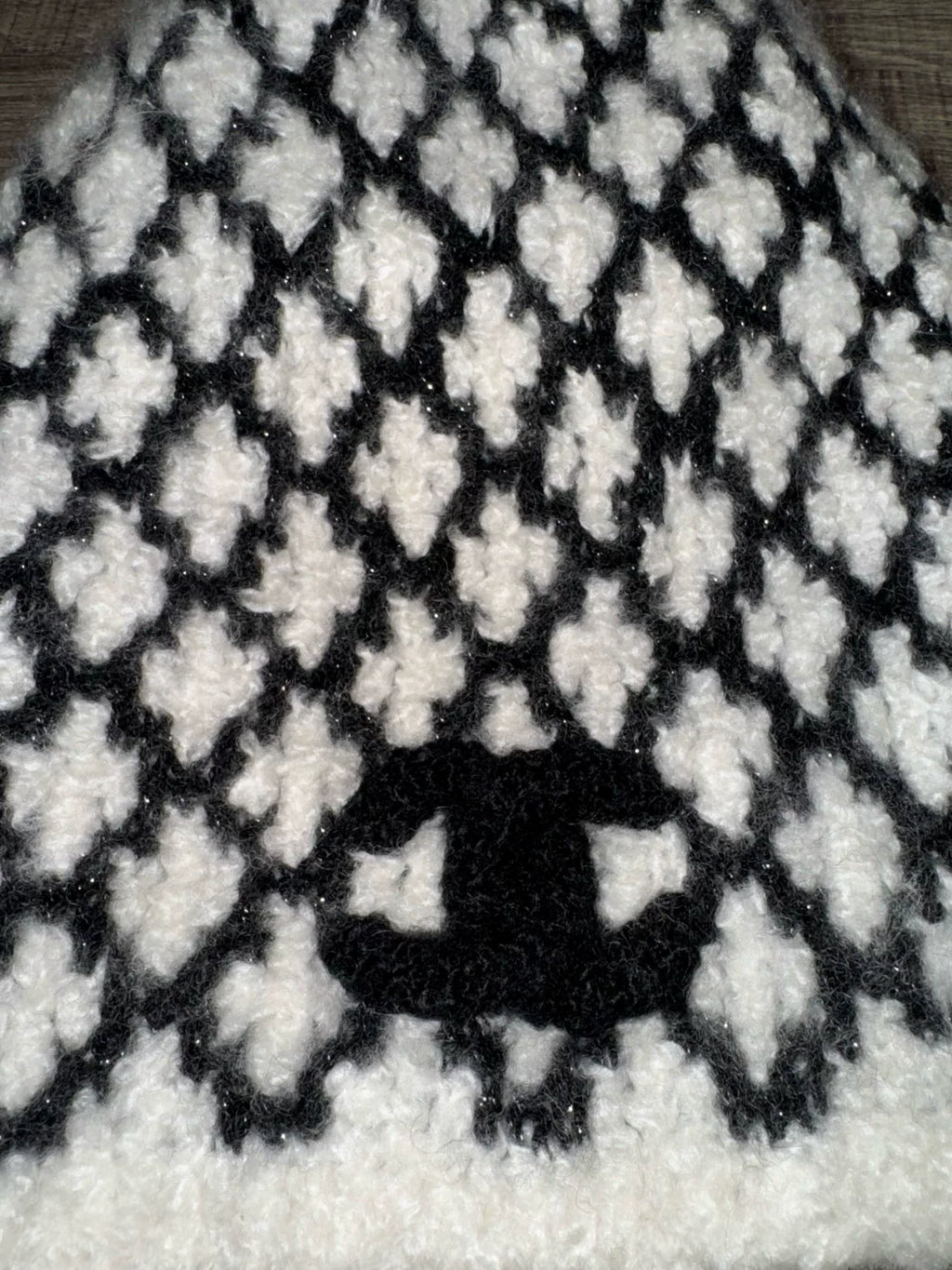 Chanel Black White Tweed Cashmere Beanie