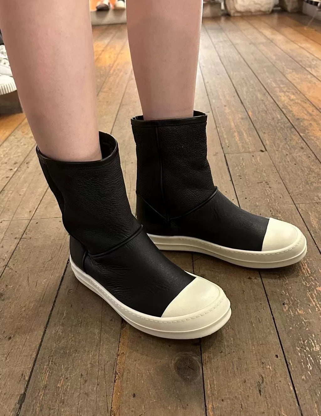 Rick Owens FW15 Boat Black Boots