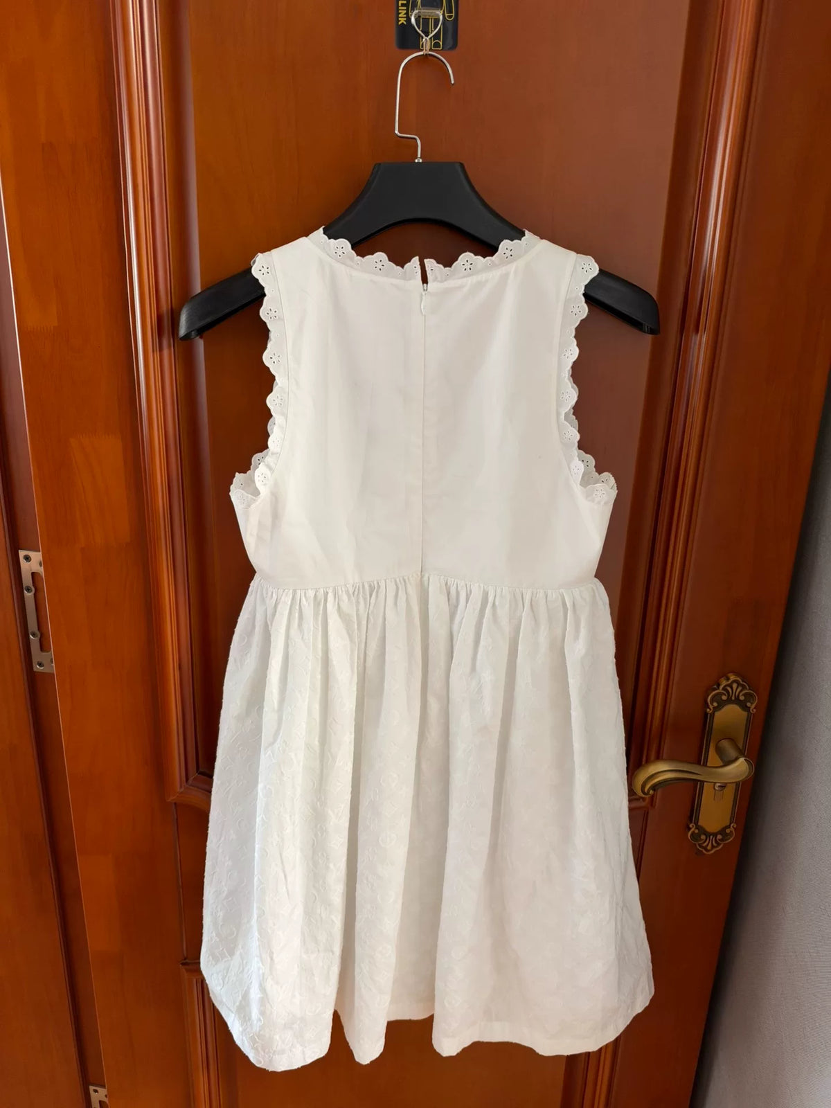 Louis Vuitton White English Cutwork Embroidered Baby Doll Dress