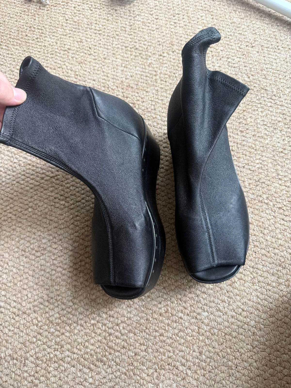 Rick Owens SS15 Lambskin Wooden Clog Boots