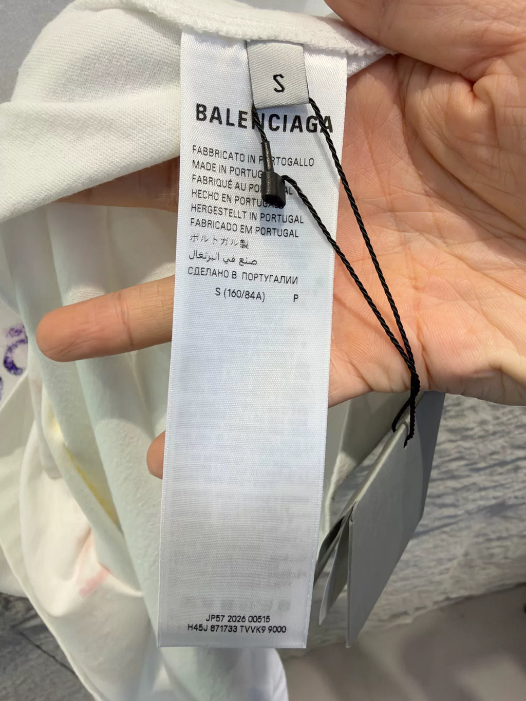 Balenciaga White Rainbow Letter Print Short Sleeve T-Shirt