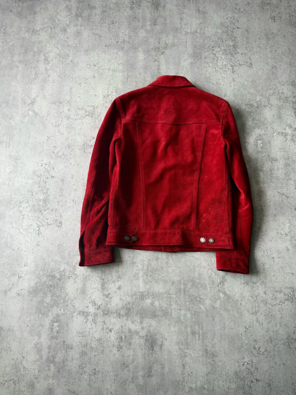 Saint Laurent Paris AW19 Red Suede Trucker Jacket