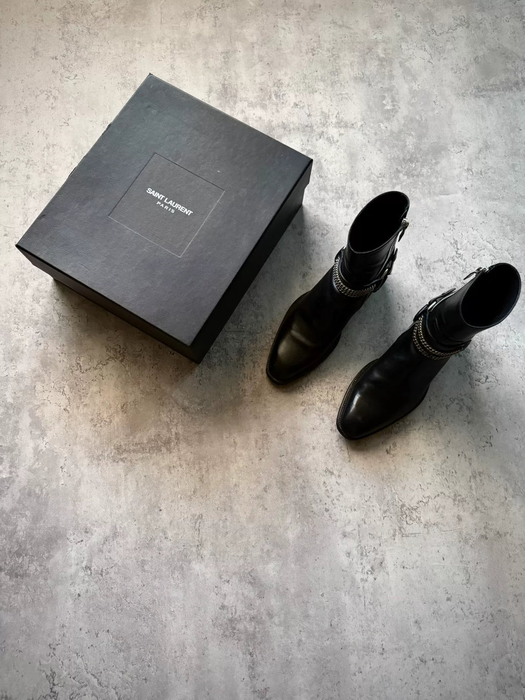 Saint Laurent Paris 13AW Black Zip Chain Chelsea Boots