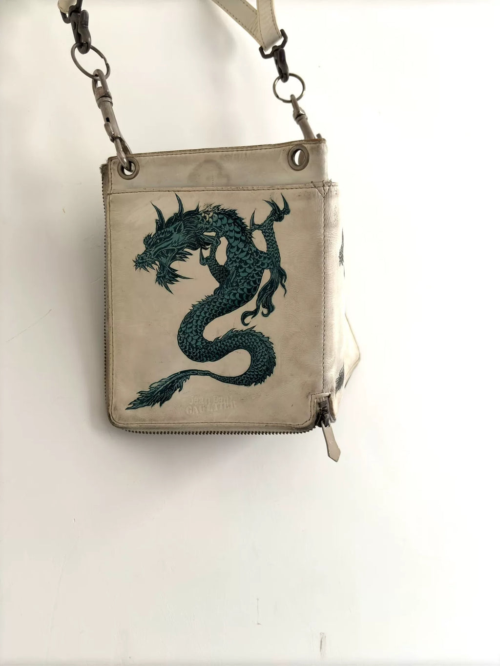 1980s Jean Paul Gaultier White Dragon Shoulder Bag