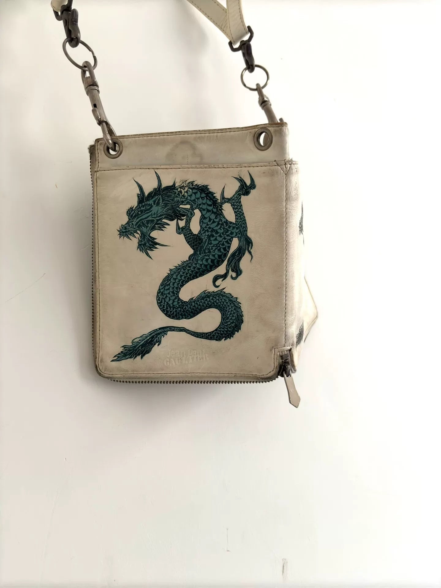 1980s Jean Paul Gaultier White Dragon Shoulder Bag