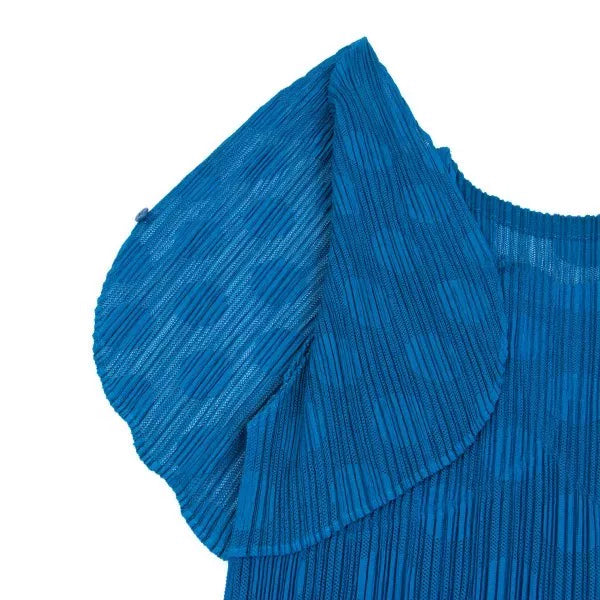 Issey Miyake Vintage Blue Polka Dot Pleated Top