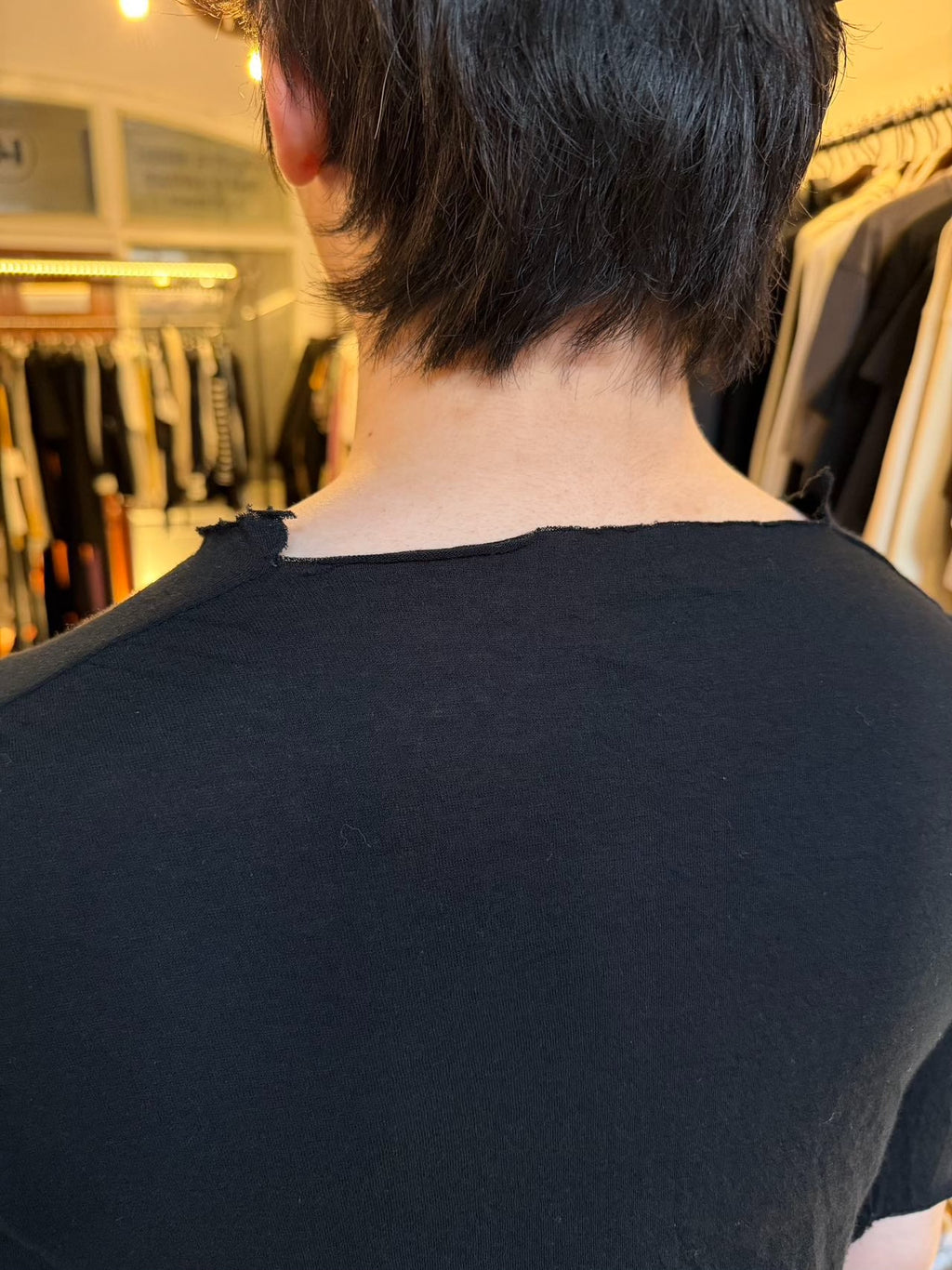 M.A+ SS16 Black Square Neck Cotton T-Shirt