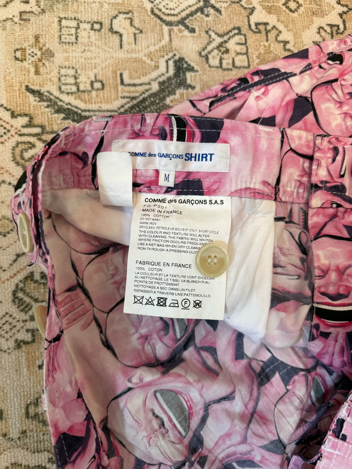 Comme des Garcons 21SS Yue Minjun pink long pants