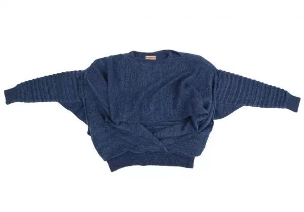 Issey Miyake Vintage Blue Faux Fur Pleated Top