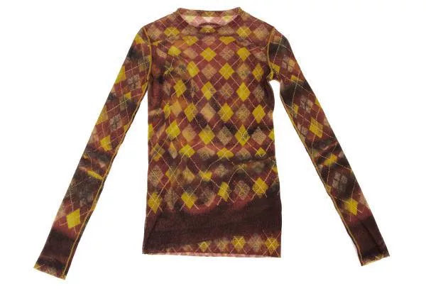 Jean Paul Gaultier Vintage Orange Plaid Mesh Top