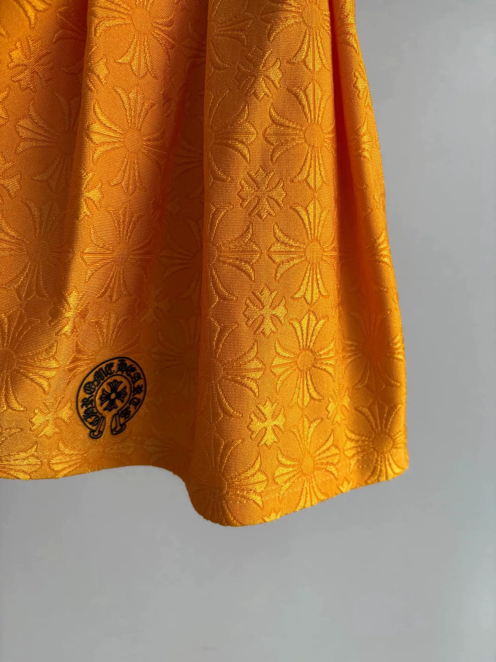 Chrome Hearts Yellow Cross Jacquard Horseshoe Print Pleated Skirt