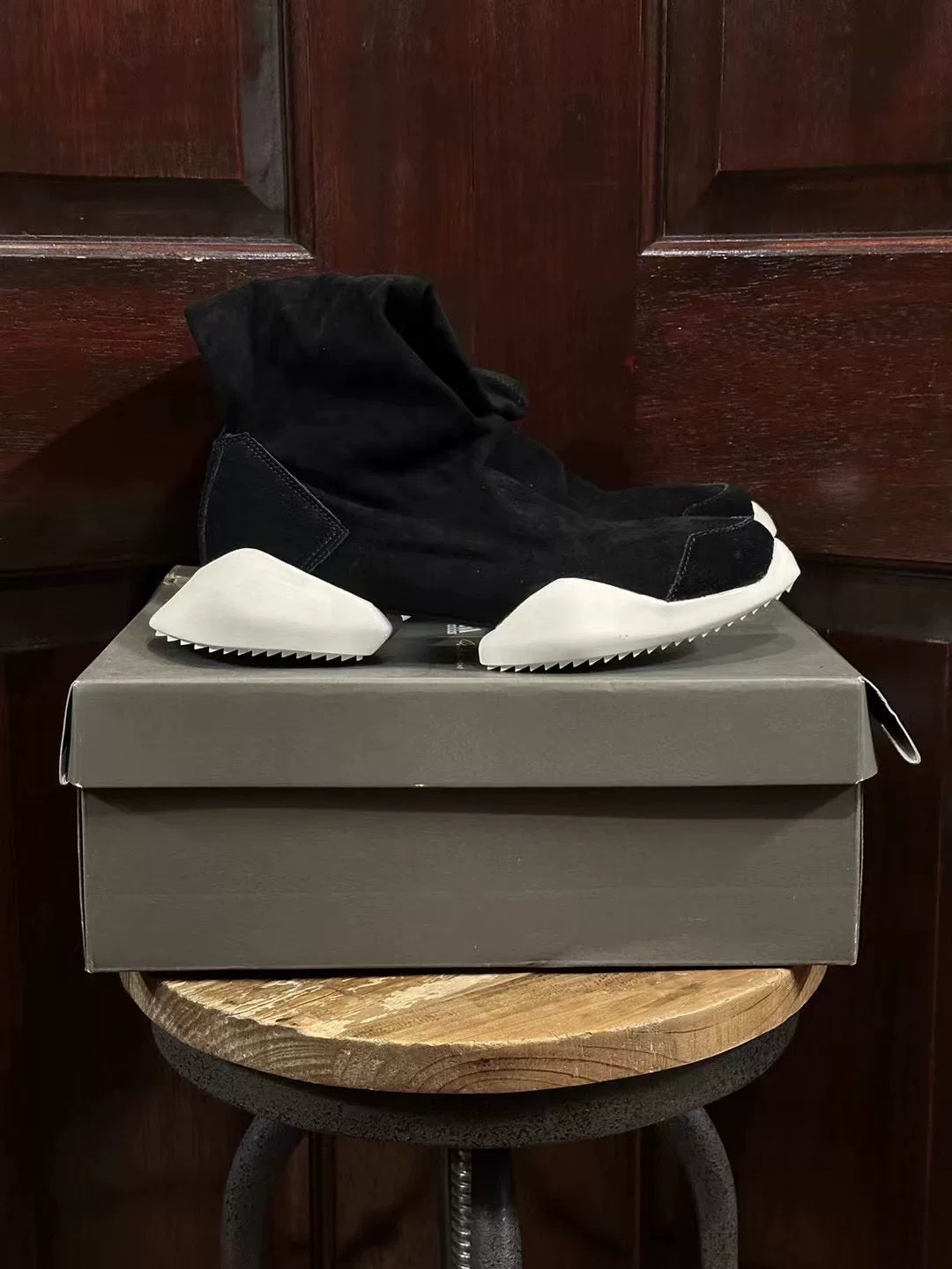 Rick Owens × ADIDAS Black White Runner Stretch Horsebit Sock Boots