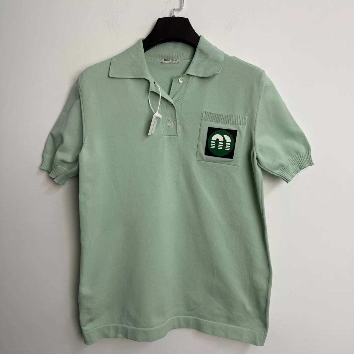 Miu Miu Green Knit Polo Top