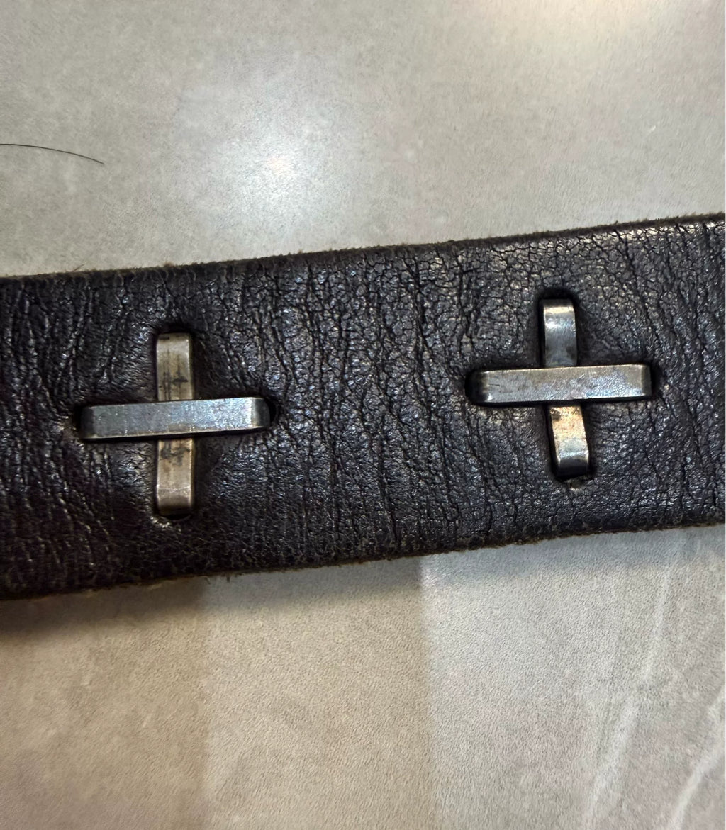 M.A+ SS06 Black Cross Leather Belt