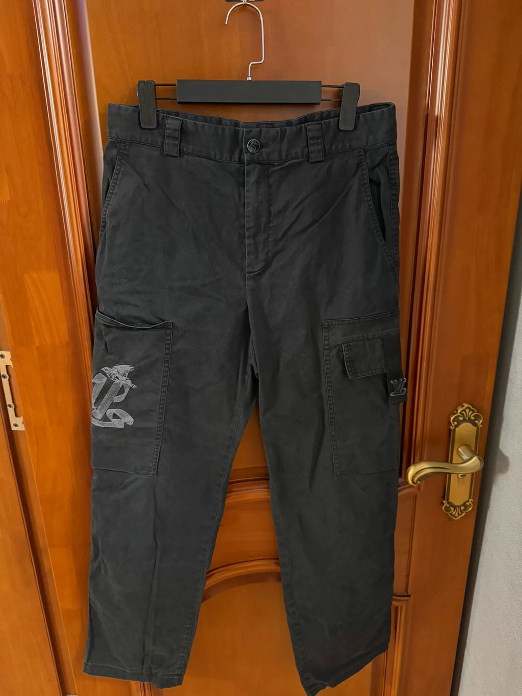 Louis Vuitton Black Peace Dove Embroidered Cargo Trousers