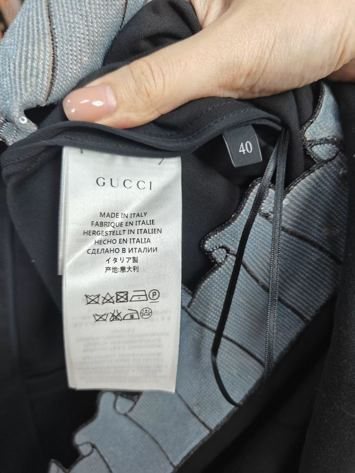 Gucci Black Sequin Bow & Ruffle Dress