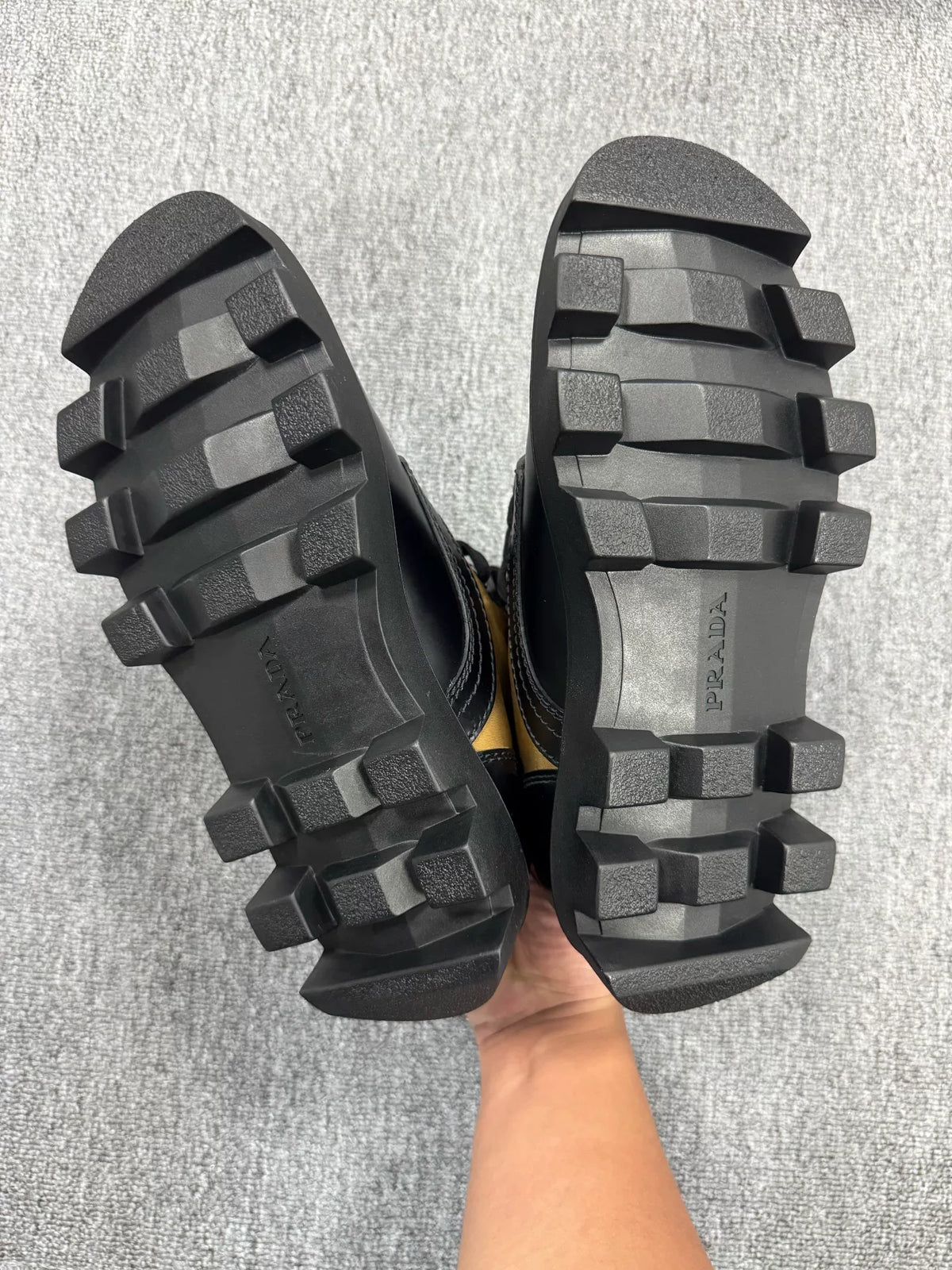 Prada Triangle Logo Combat Boots