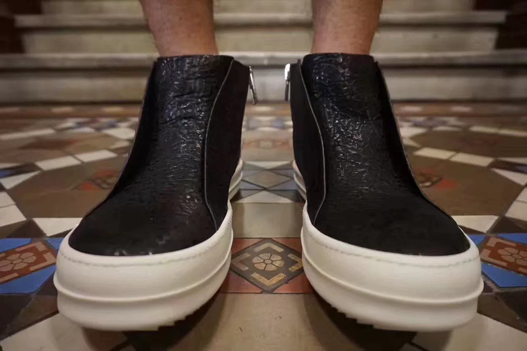 Rick Owens Patchwork Leather Island Dunk Sneakers