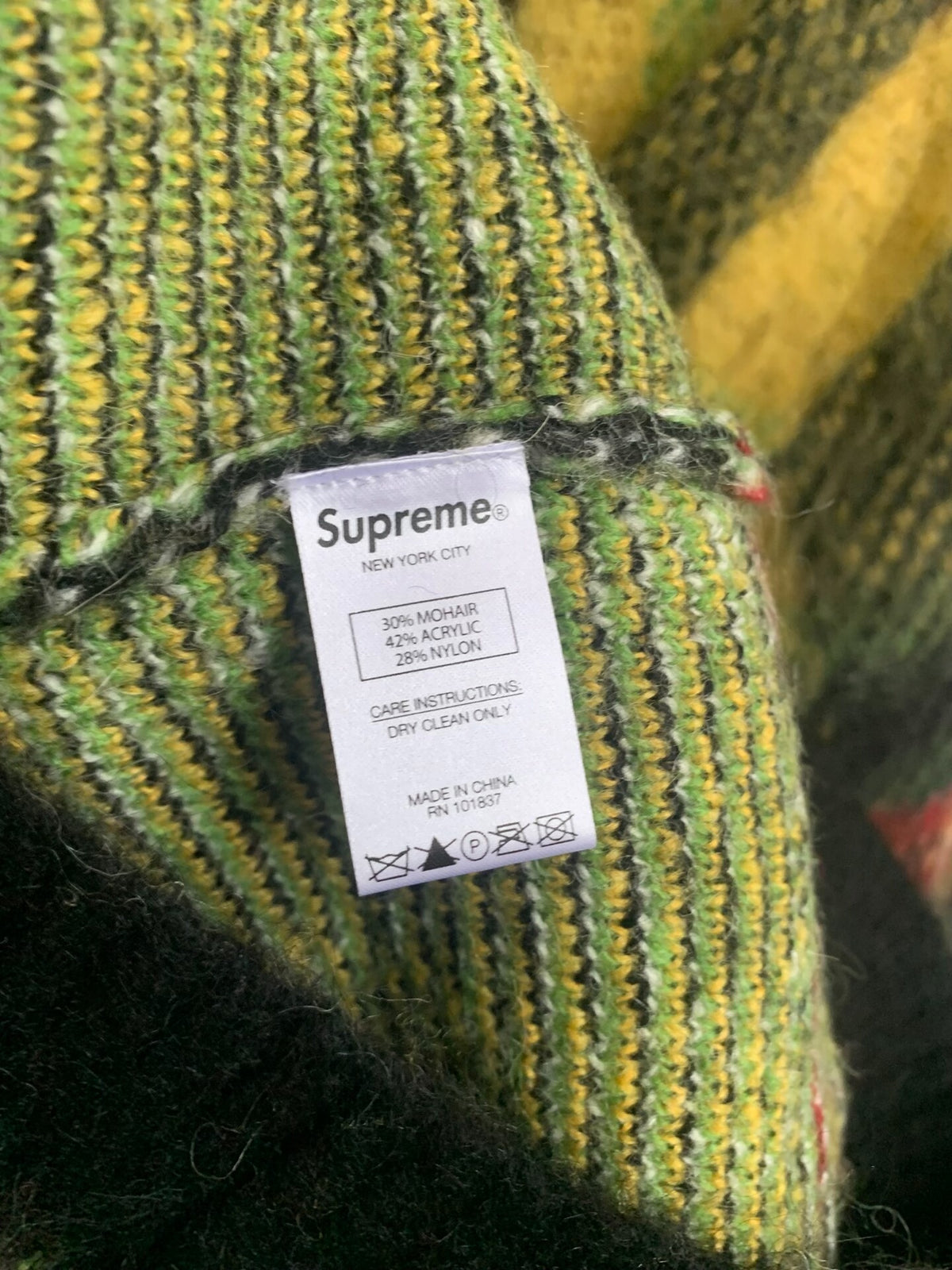 Supreme Yellow Black Plaid Mohair Sweater
