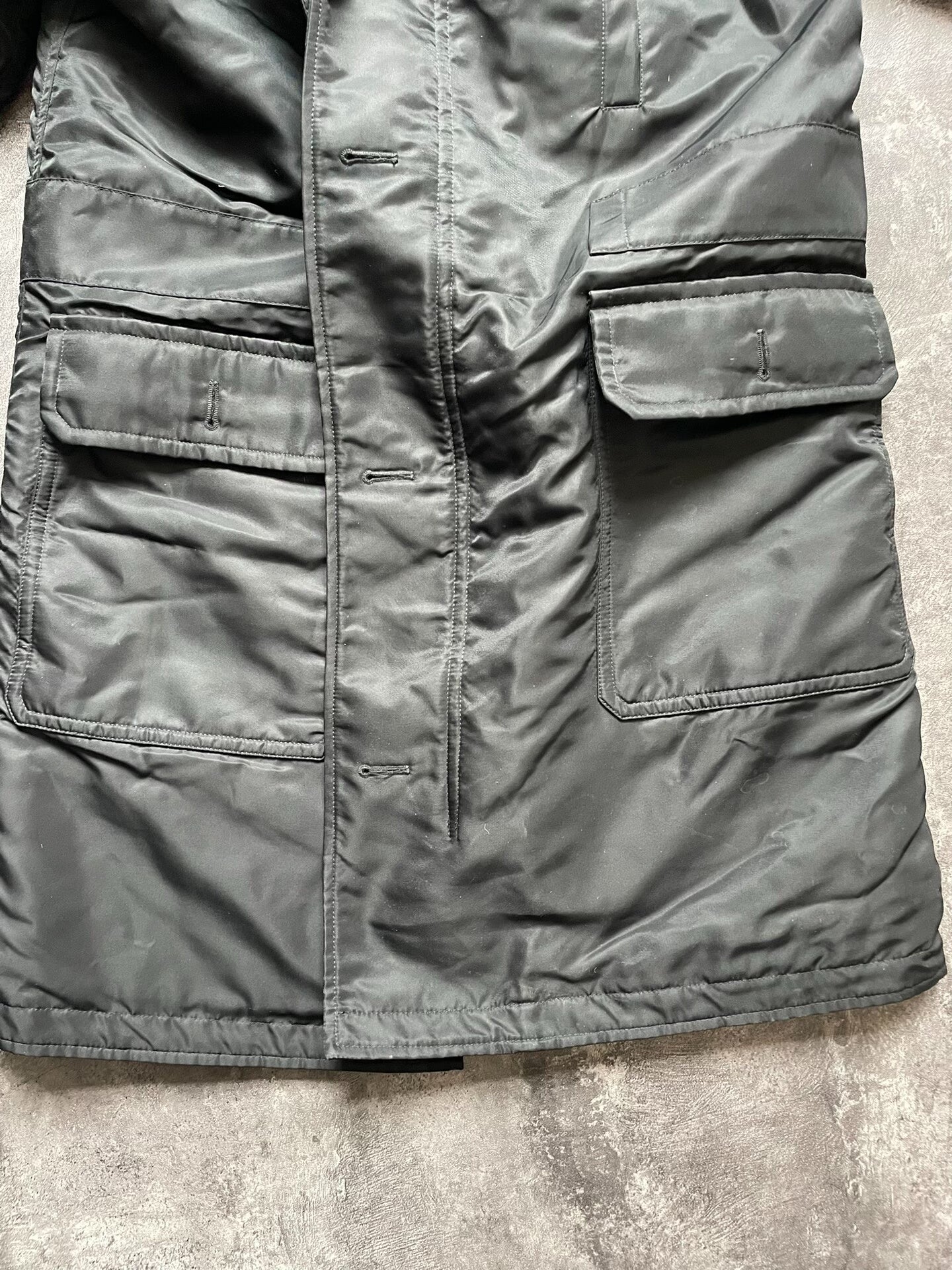 Saint Laurent 18FW Black Nylon Lambswool Parka Coat