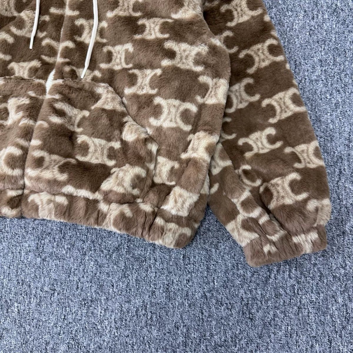 CELINE Arc de Triomphe all-over print teddy hoodie