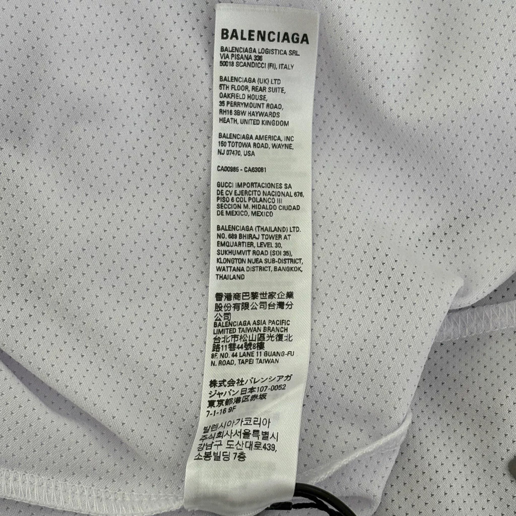 Balenciaga White Mesh Letter Logo Print Short Sleeve Top
