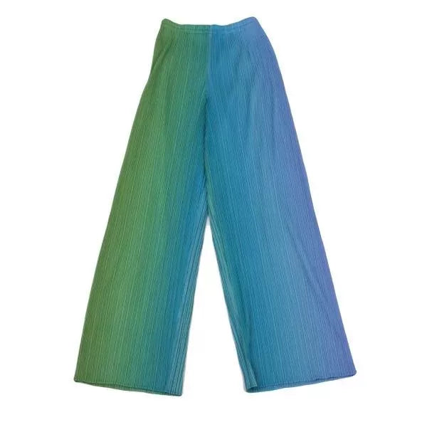 Issey Miyake Vintage Blue-Green Gradient Pleated Pants