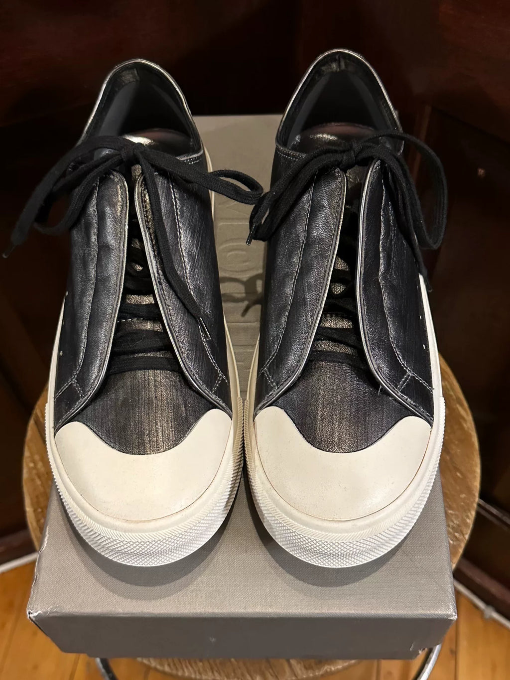 Alexander McQueen Pearl Black Invisible Lace Sneakers