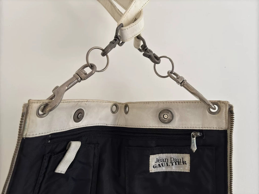 1980s Jean Paul Gaultier White Dragon Shoulder Bag