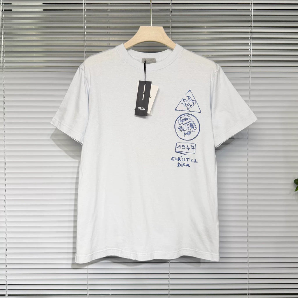 Dior 1947 Cotton Blue Short Sleeve T-Shirt