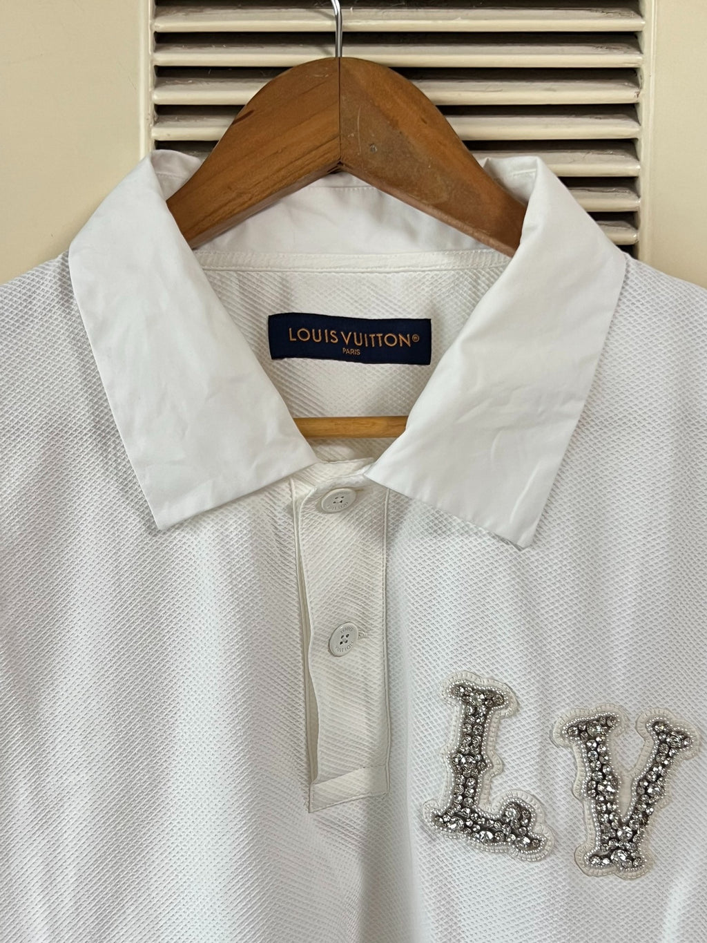 Louis Vuitton Rhinestone Embroidery Short Sleeve Shirt